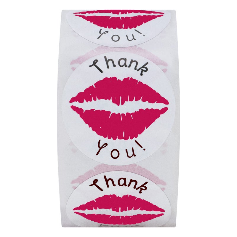 Hybsk Thank You Pink Kissing Lips Envelope Seals Stickers Total 300 Per Roll - Image 2